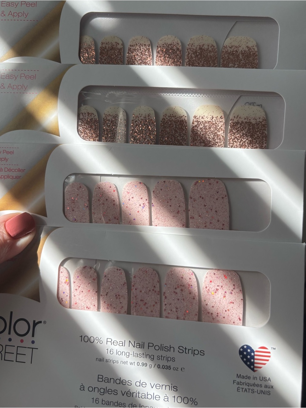 COLOR STREET Polish Strips - 2 sets each of âPINK WARRIORâ+âCOMING UP ROSE GOLDâ - Picture 3 of 6
